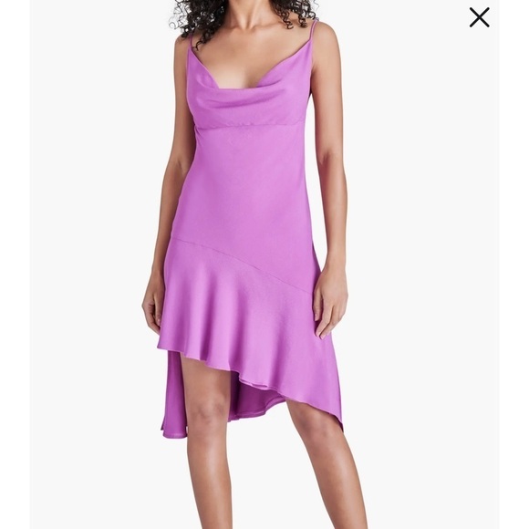 Steve Madden Dresses & Skirts - Steve Madden Tarin Dress L Orchid Purple Asymmetric Hem Slip Midi NWT